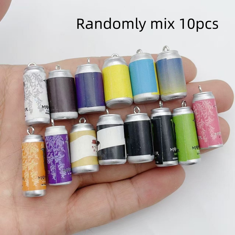 Resin Art Pendant - 10Pcs Mini Simulasi Kaleng Minuman Resin