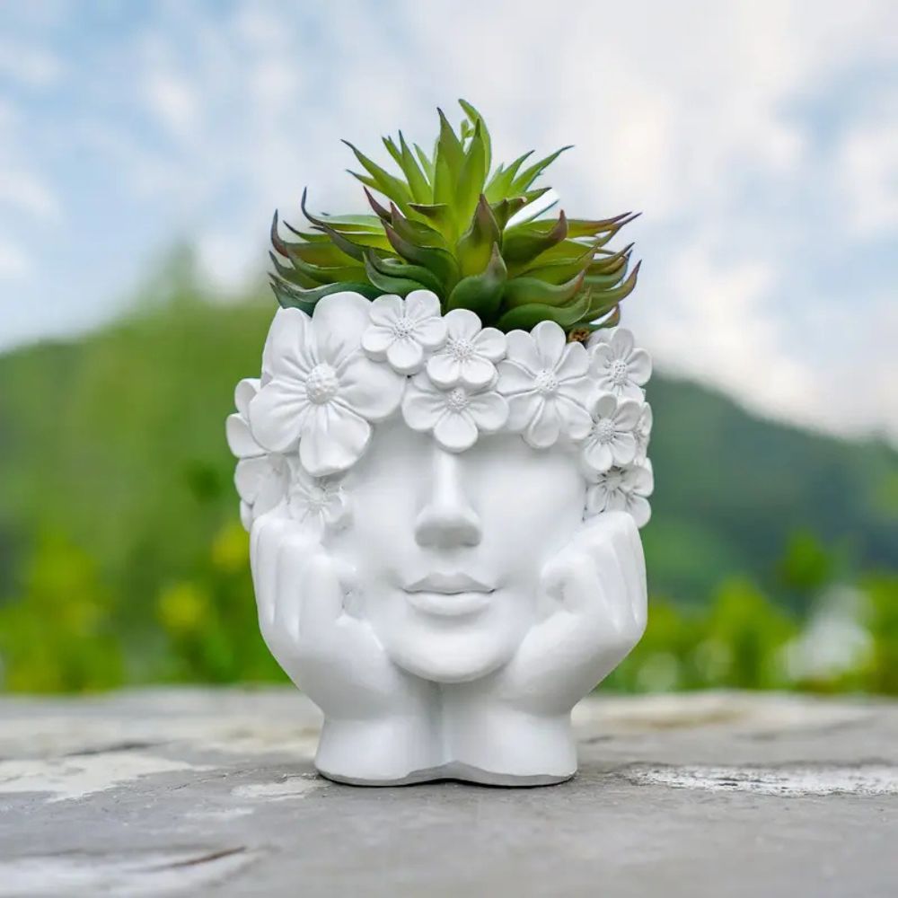 Resin Art Using Flowers - 1 Buah Pot Bunga Wajah Wanita