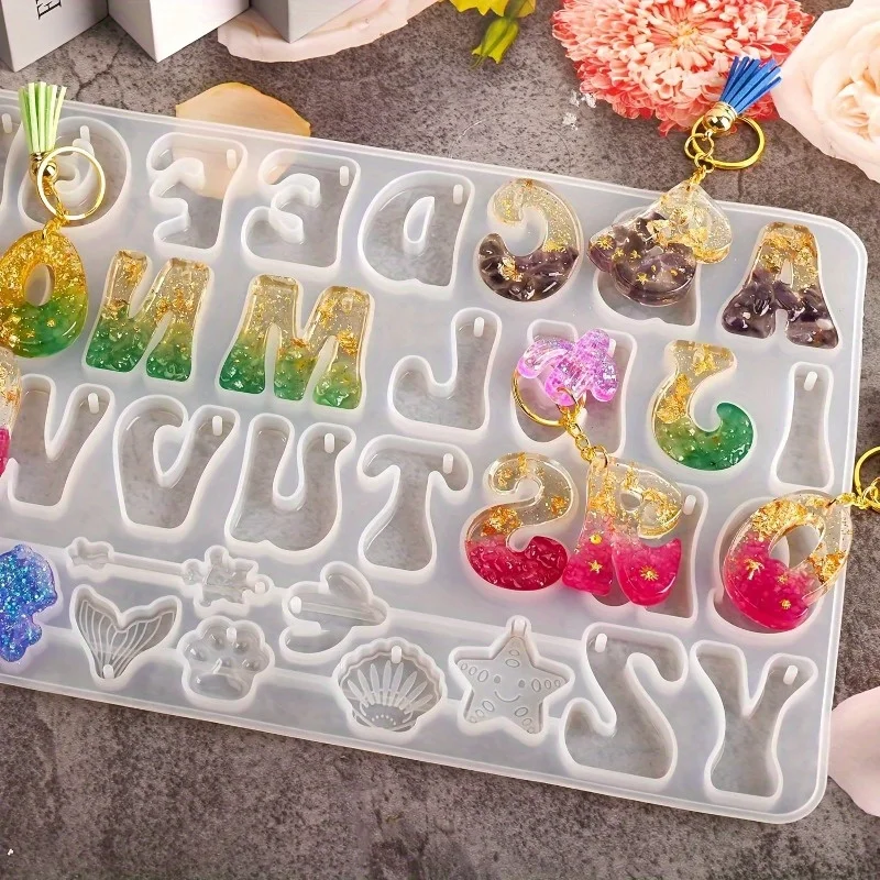 Resin Art Alphabet - Set Cetakan Pengecoran Resin Silikon dengan
