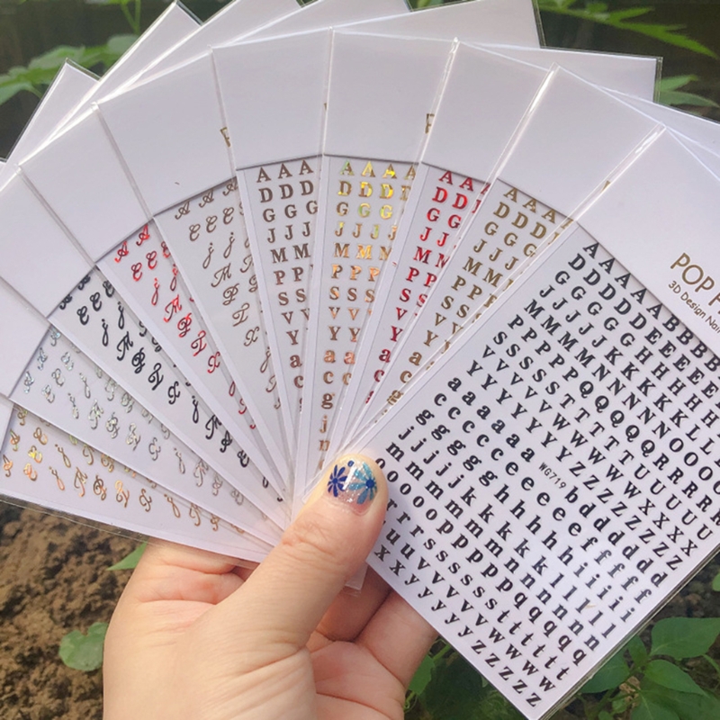 Resin Art Alphabet - 1 buah stiker seni kuku alfabet