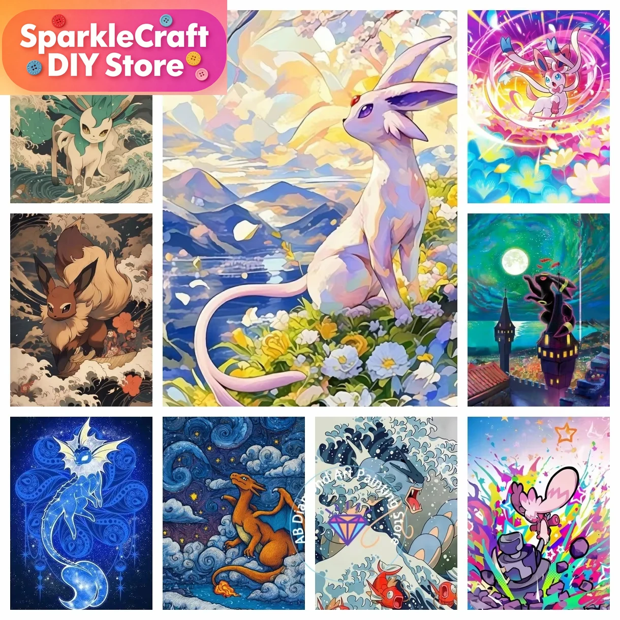 Resin Art Kits - 1 Buah Kit Lukisan Berlian Pikachu