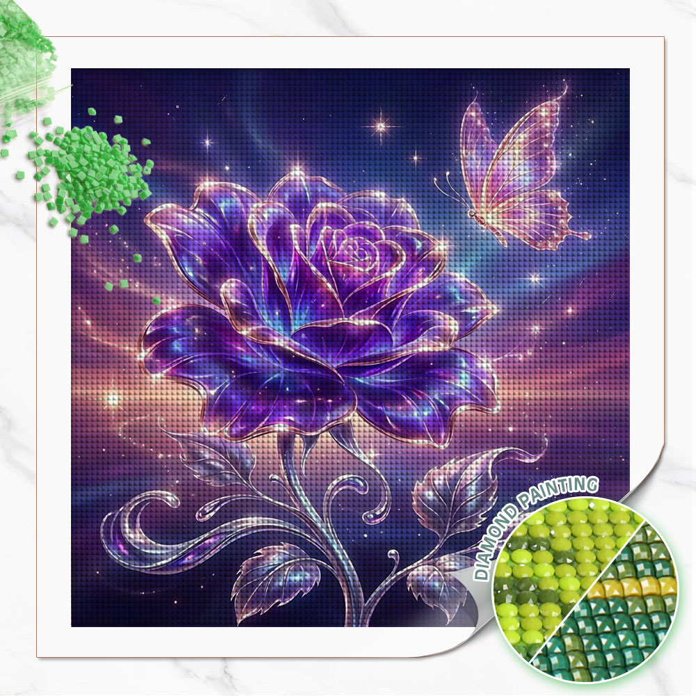Resin Art With Rose - Lukisan Berlian Bulat Persegi Penuh Huacan,