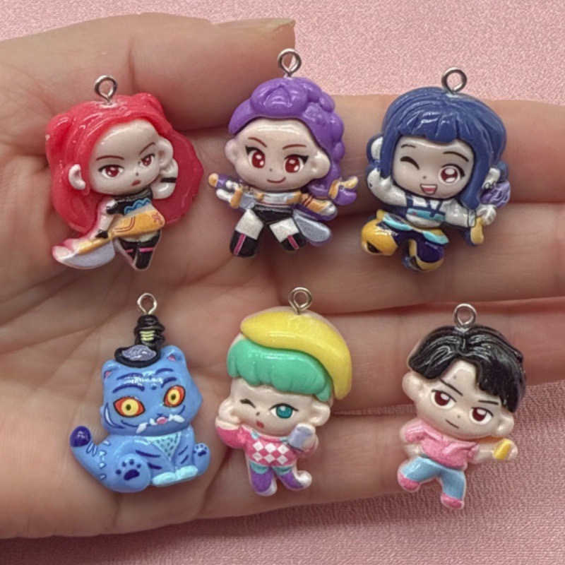 Resin Art Pendant - 10 buah liontin kartun resin, anting-anting
