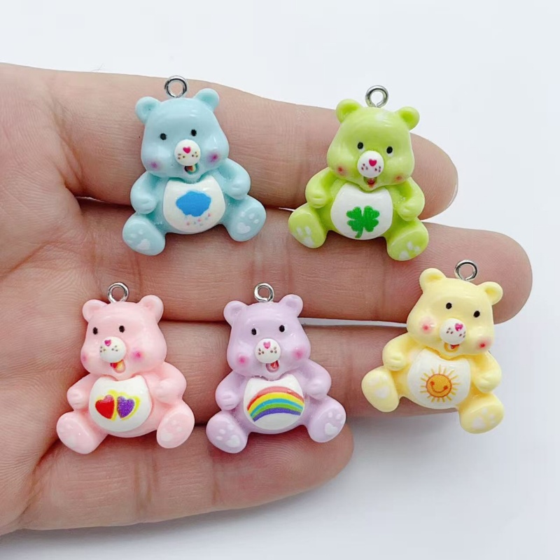 Resin Art Pendant - 10 buah liontin pesona hewan kartun