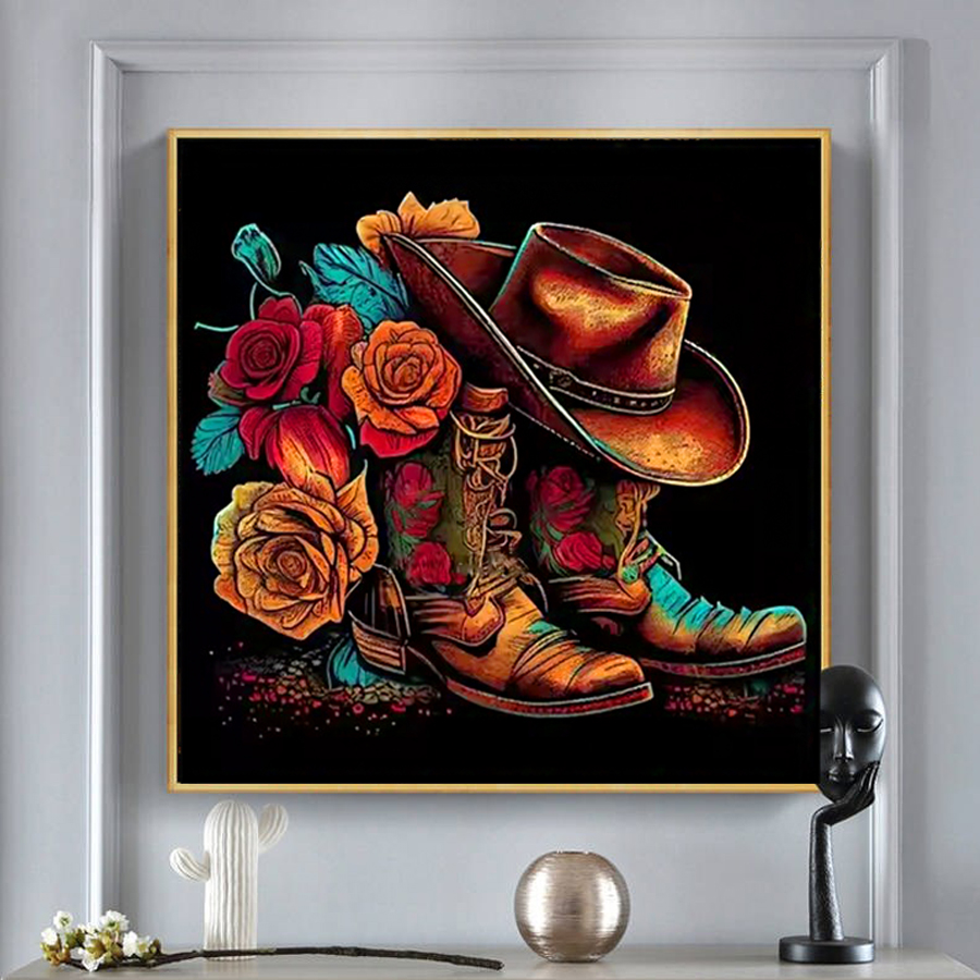Resin Art With Rose - Topi Koboi Sepatu Bot Lukisan Berlian