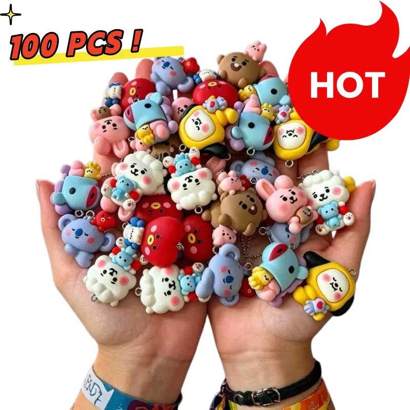 Resin Art Pendant - 7pcs BT21 Resin Kartun Charm Aksesoris
