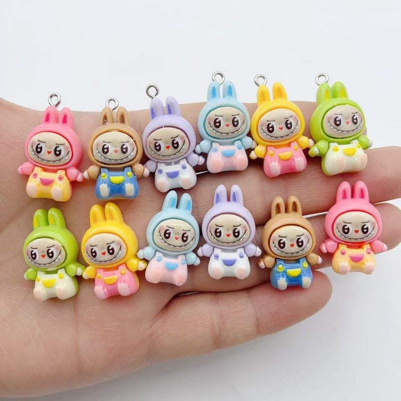 Resin Art Pendant - 10Pcs Gantungan Resin Rumah Stroberi Kelinci