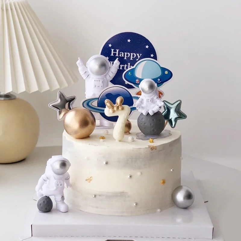 Resin Art Alphabet - Hiasan Atas Kue Astronot untuk Luar