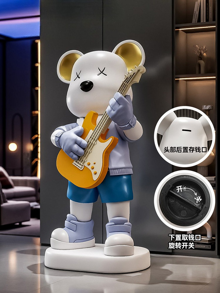 Resin Art Floor - Patung Beruang Gitar, Celengan, Dekorasi Lantai