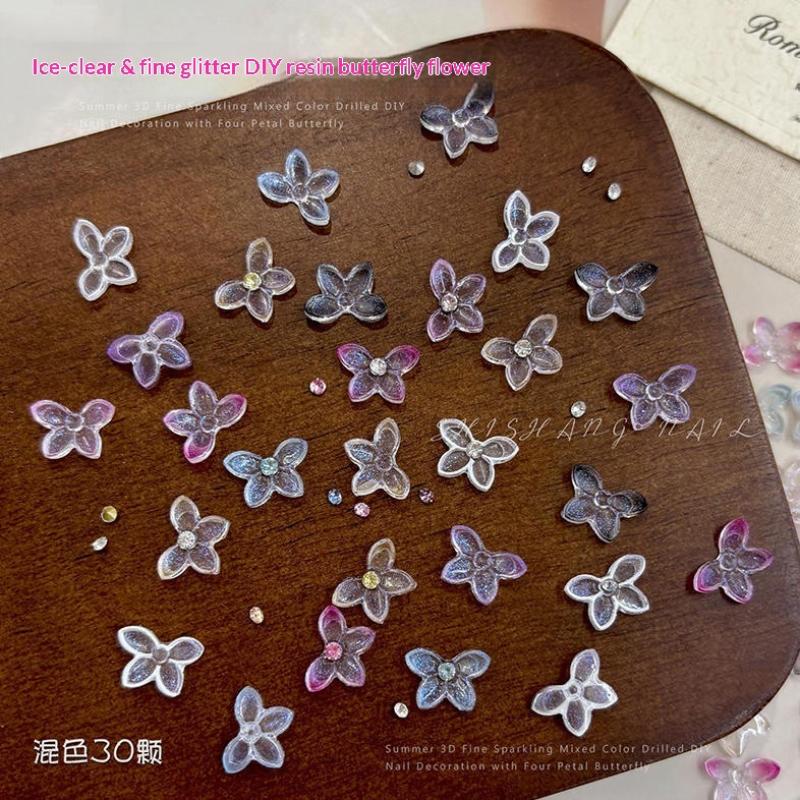 Resin Art Using Flowers - Dekorasi Seni Kuku Resin Glitter 3D