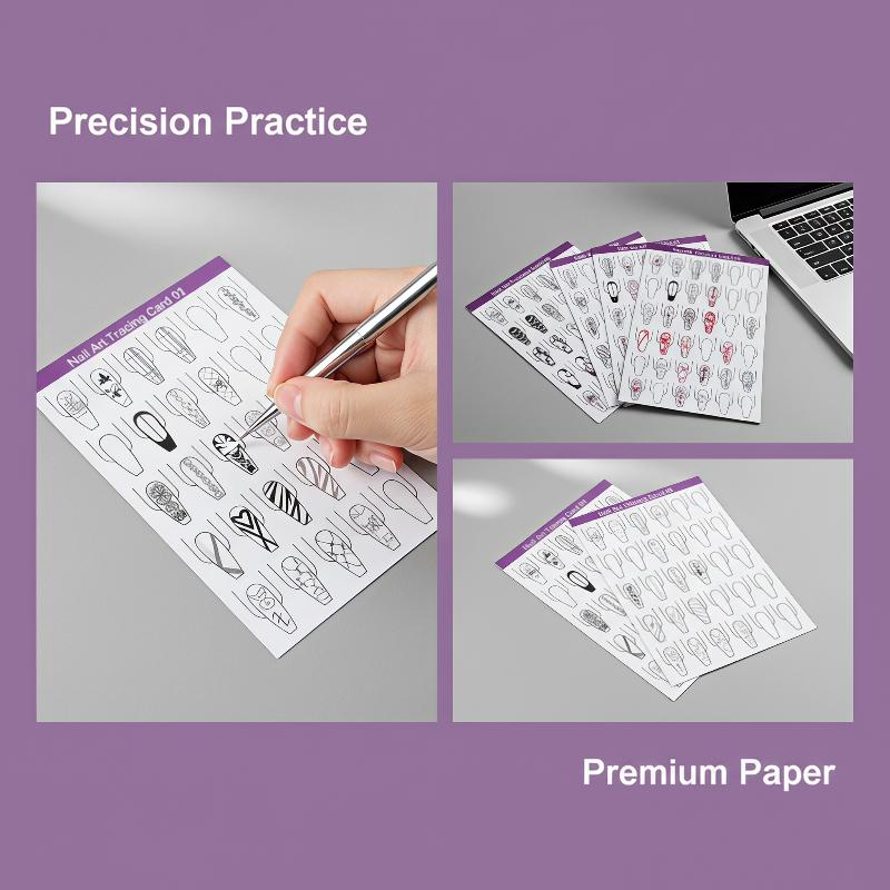 Resin Art Guide Free - 10pcs Kertas Latihan Gambar Garis Nail