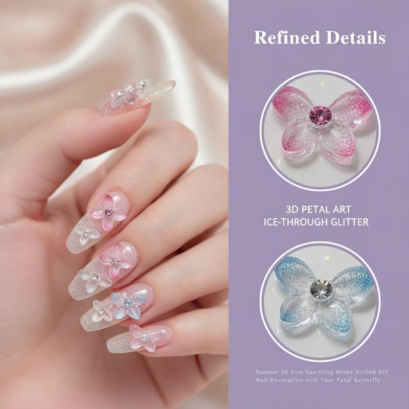 Resin Art Using Flowers - 30Pcs Hiasan Kuku 3D Kupu-kupu Bunga
