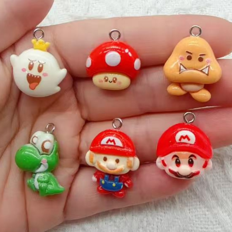 Resin Art Pendant - 10 buah liontin kartun resin, aksesoris