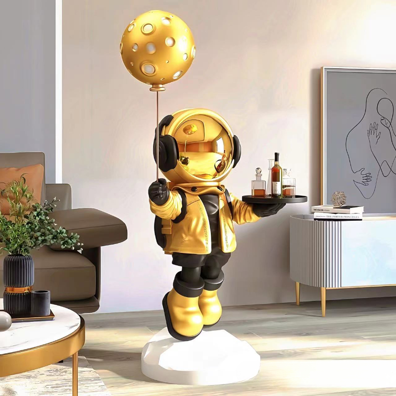 Resin Art Floor - Ornamen Penyimpanan Lantai Astronot Kreatif Ukuran