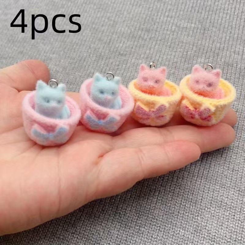 4 buah liontin kucing resin 3D - Resin Art Pendant ulasan dan harga