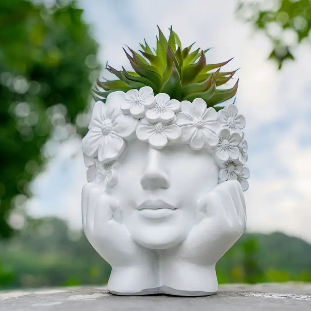 1 Buah Pot Bunga Wajah Wanita  - Resin Art Using Flowers ulasan dan harga