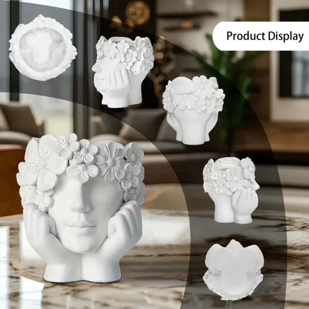 1 Buah Pot Bunga Wajah Wanita  - Resin Art Using Flowers ulasan dan harga