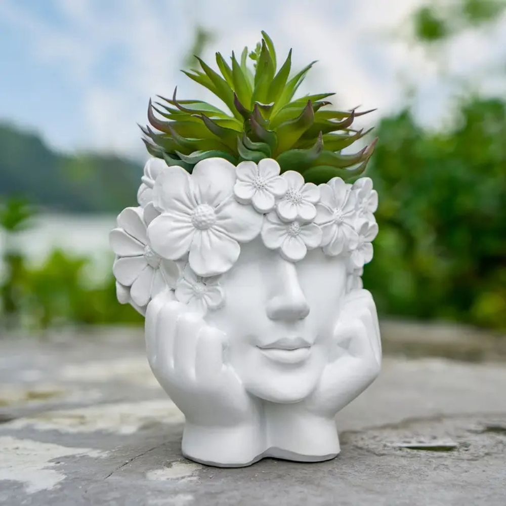 1 Buah Pot Bunga Wajah Wanita  - Resin Art Using Flowers ulasan dan harga