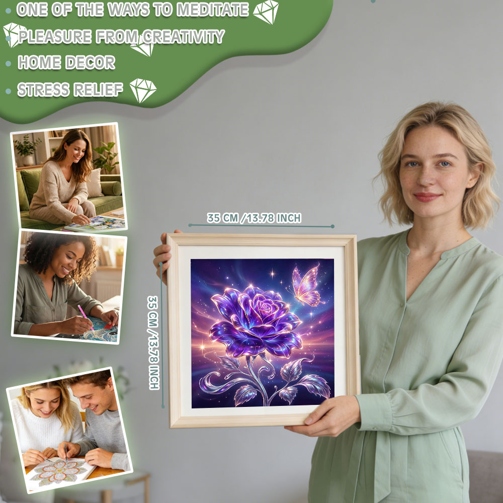Lukisan Berlian Bulat Persegi  - Resin Art With Rose ulasan dan harga