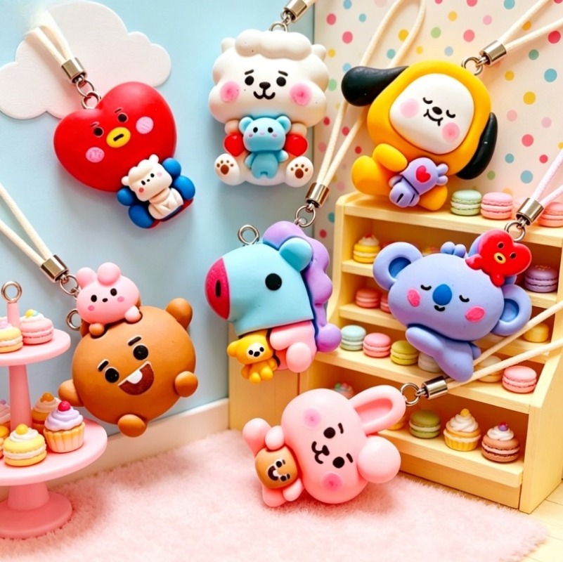 7pcs BT21 Resin Kartun Charm A - Resin Art Pendant ulasan dan harga