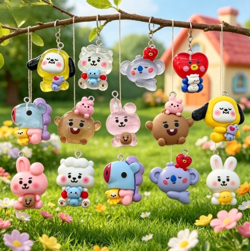 7pcs BT21 Resin Kartun Charm A - Resin Art Pendant ulasan dan harga