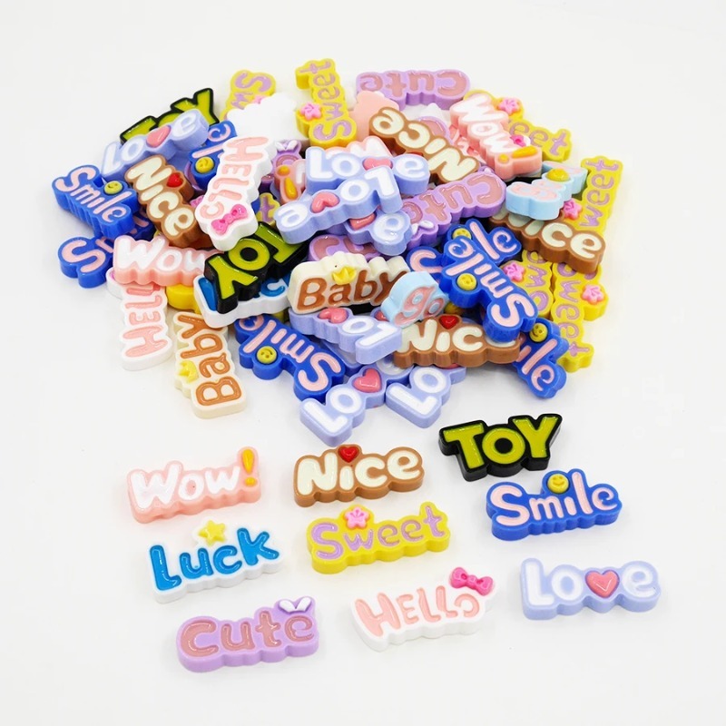 10 buah lucu datar belakang Wo - Resin Art Alphabet ulasan dan harga