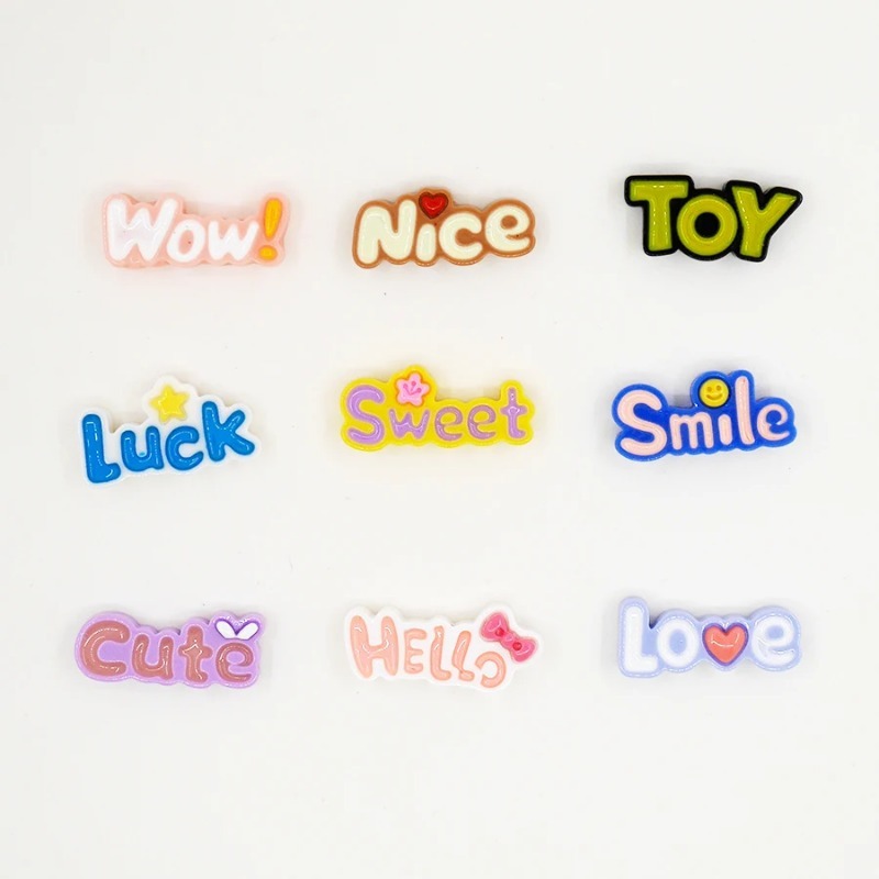 10 buah lucu datar belakang Wo - Resin Art Alphabet ulasan dan harga